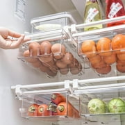 Fridge Drawer Organizer, Mini Refrigerator Drawers Storage Box, Pull Out Refrigerator Drawer Organizer Bins, Fit for Fridge Shelf Under,no grid